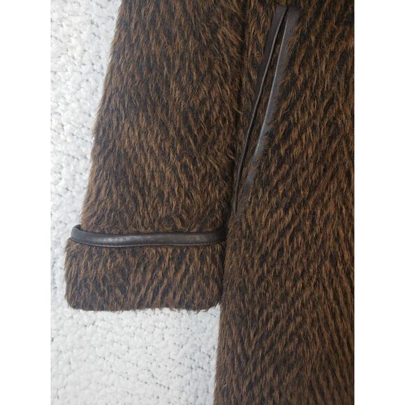 Katherine Kelly Women's Alpaca Wool Faux Fur Coat 8 Brown Elegant Old Hollywood - Picture 5 of 10